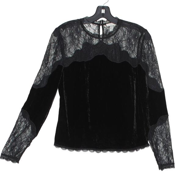 Joie Top Velvet Lace Whimsigoth Witchy Coquette Romantic Victorian Black Small - Picture 5 of 5